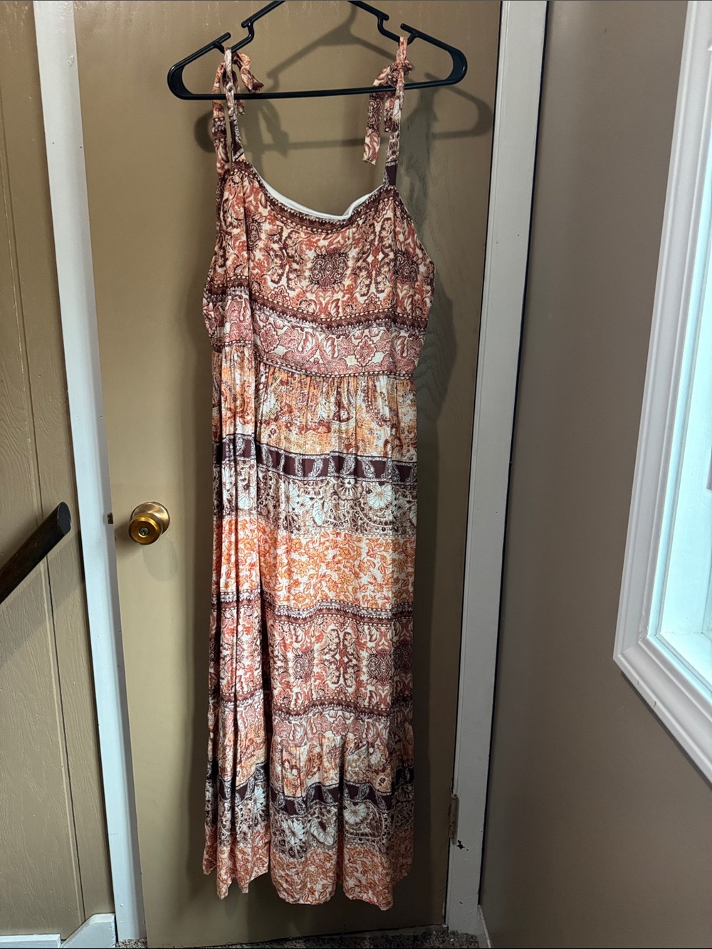 Maurices Rust and Cream Boho Maxi Dress